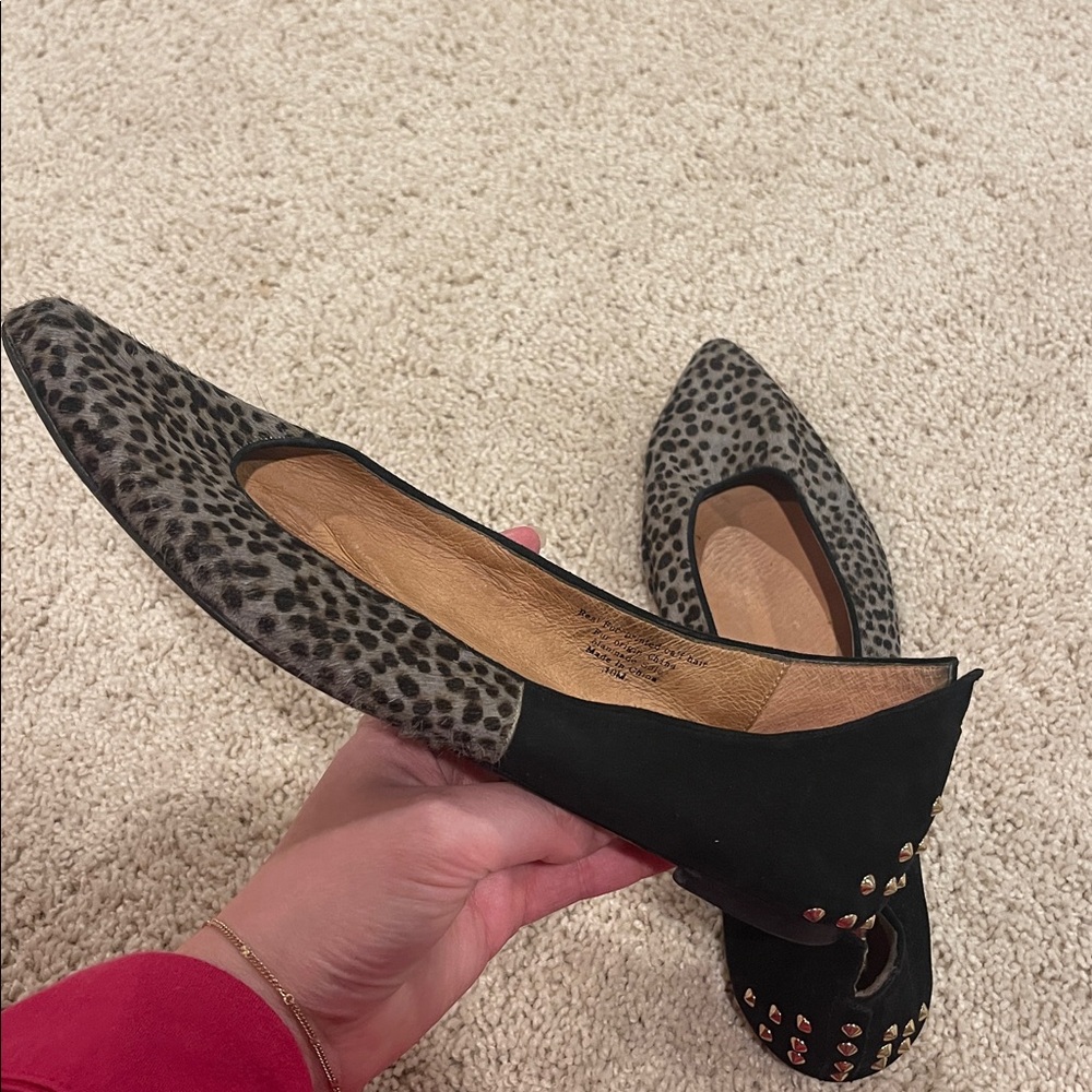 Halogen Leopard Print & Black Stud Pointed Toe Flats - Picture 4 of 5